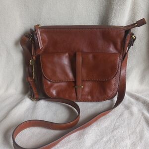 Fossil Leather Crossbody Handbag Purse Brown